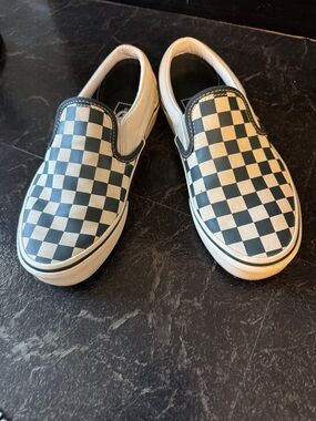 Slip-On Checkerboard Skate Shoes - Black & White